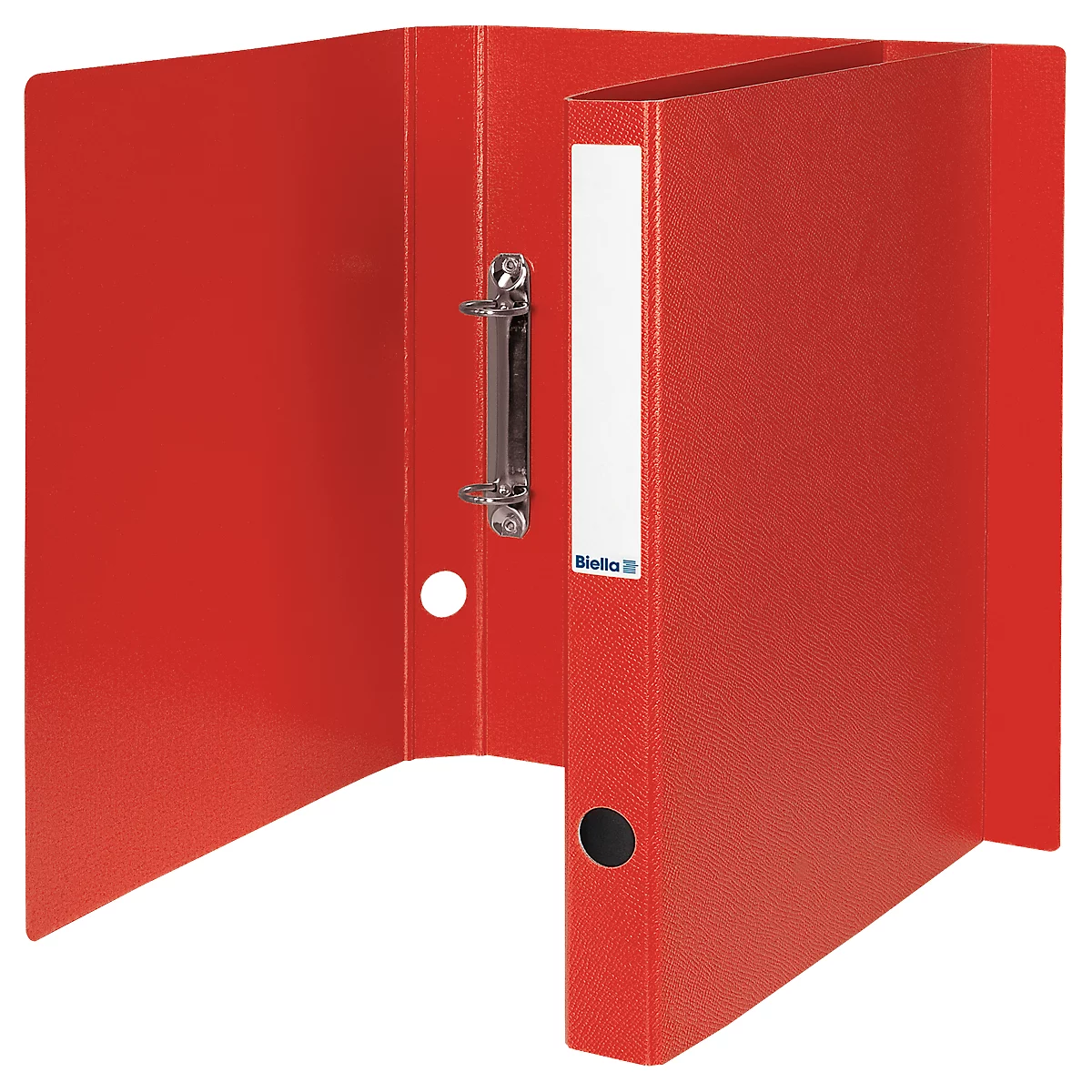 Classeur à anneaux Biella Viria®, pour DIN A4, jusqu'à 150 feuilles, 2 anneaux Ø 25 mm, avec trou de préhension, L 255 x l 31 x H 320 mm, carton, rouge