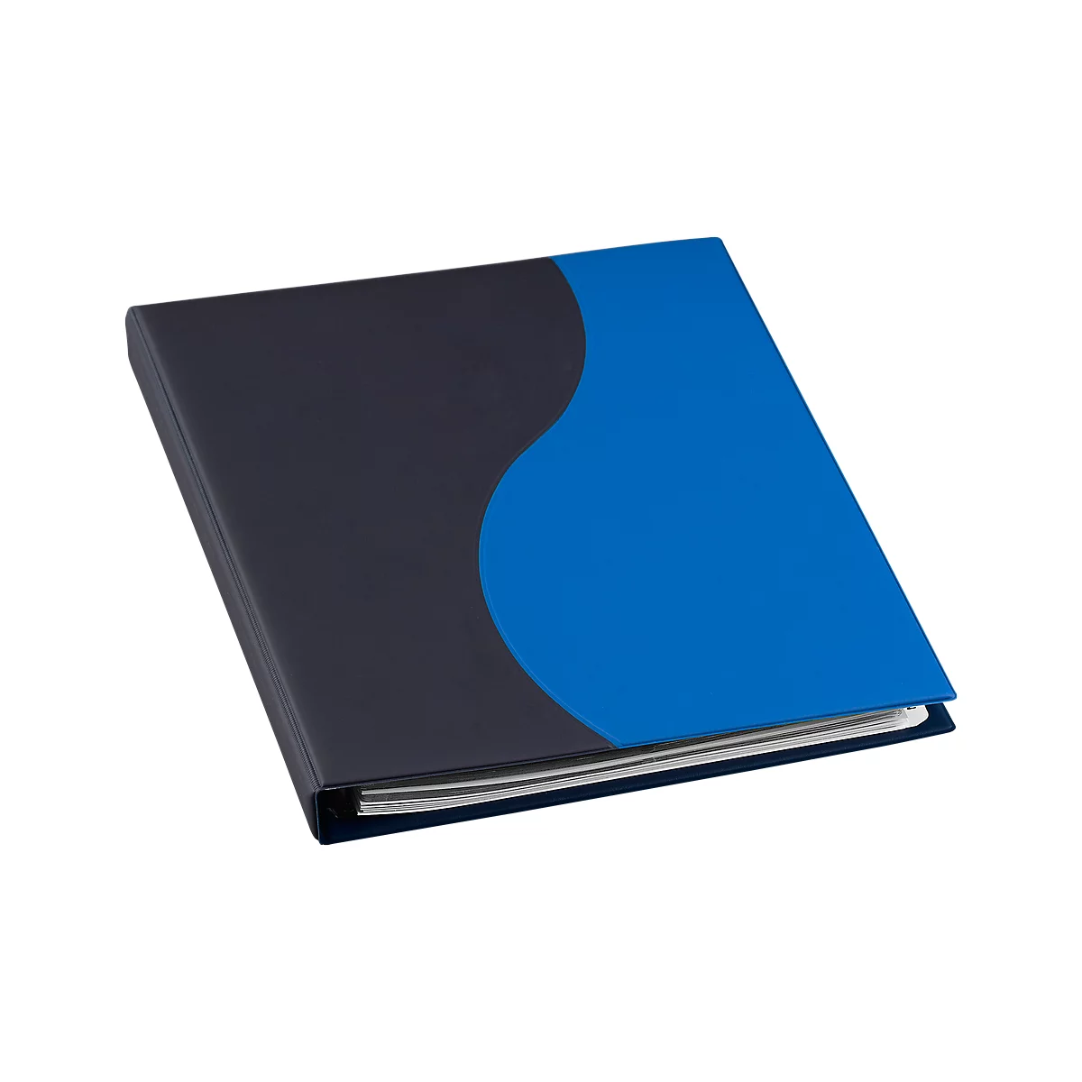 Classeur à anneaux pour cartes de visite bleu EICHNER, pour 400 cartes de visite, mécanisme avec 4 anneaux de classeur, format A4