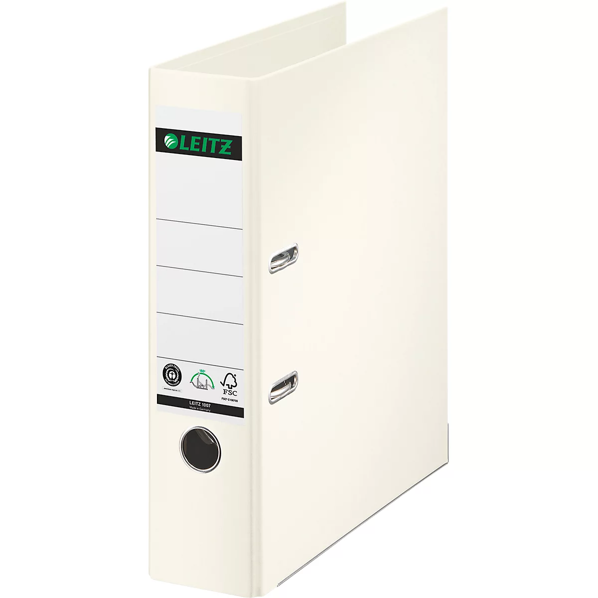 Classeur à levier 1007/1008 LEITZ®, format A4, largeur du dos 80 mm, 10 pièces, blanc