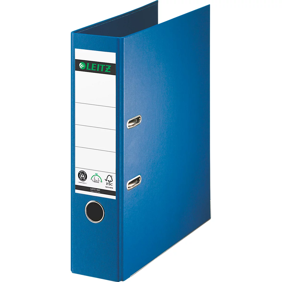 Classeur à levier 1007/1008 LEITZ®, format A4, largeur du dos 80 mm, 10 pièces, bleu