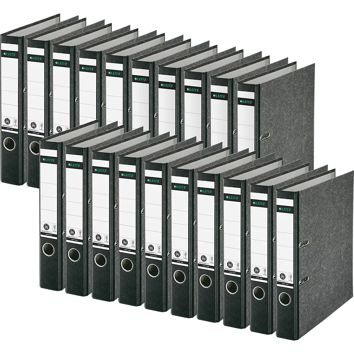 Classeur à levier 1050 LEITZ®, format A4, largeur du dos 52 mm, 20 pièces, noir