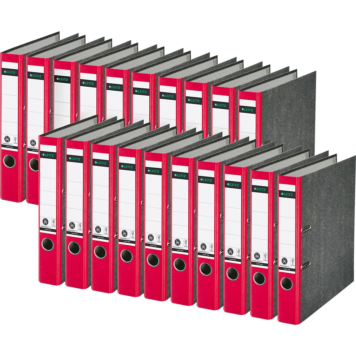 Classeur à levier 1050 LEITZ®, format A4, largeur du dos 52 mm, 20 pièces, rouge