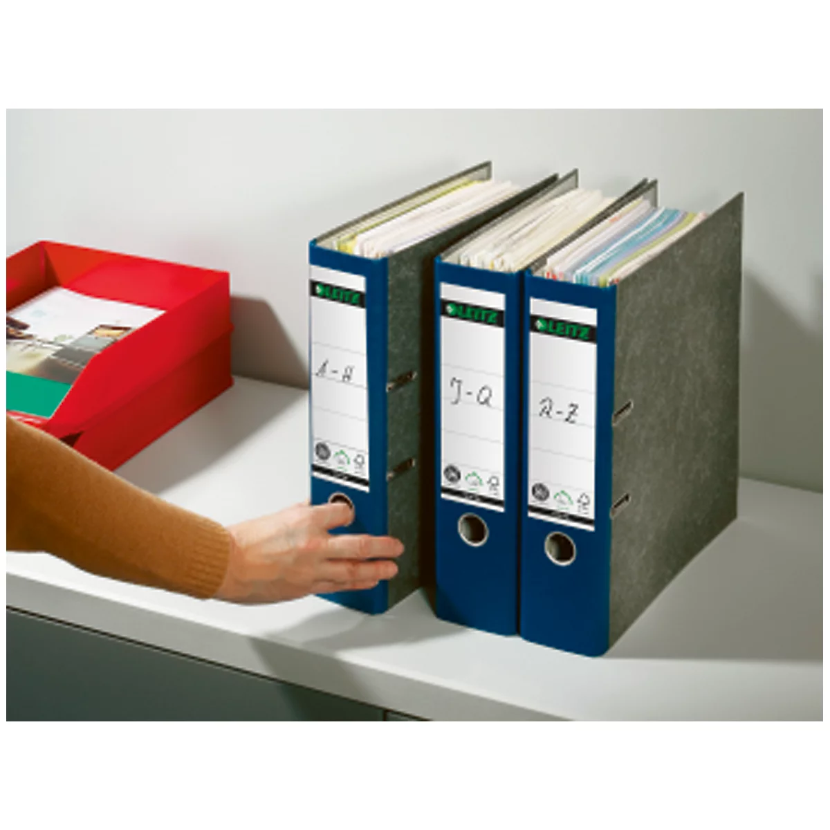 Classeur à levier 1080 LEITZ®, format A4, largeur du dos 80 mm, 20 pièces, bleu