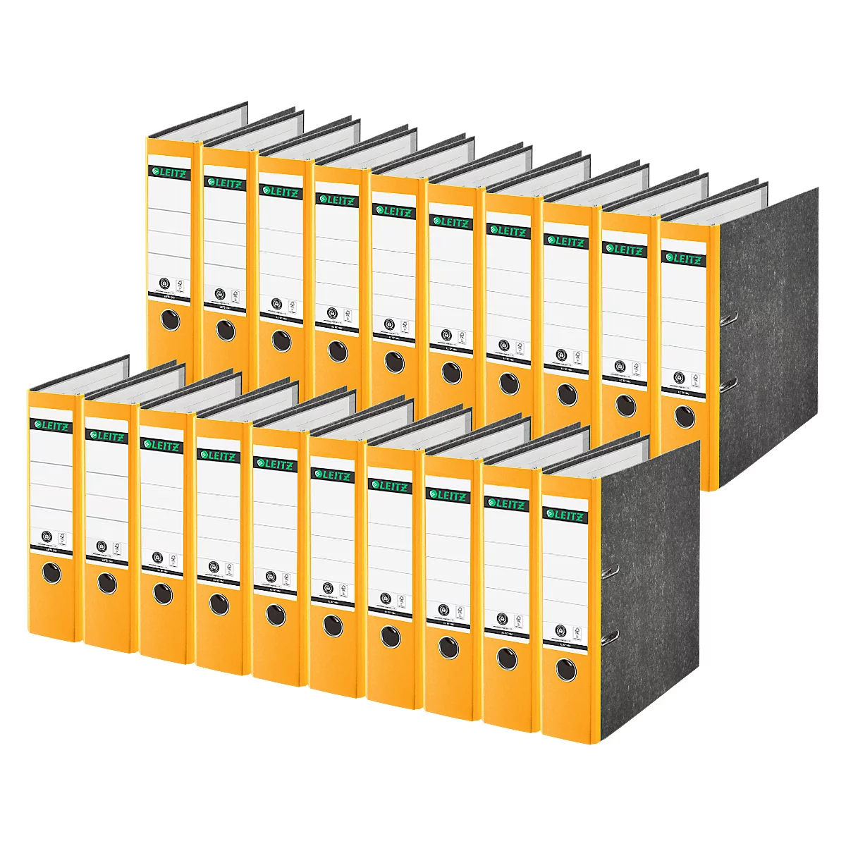 Classeur à levier 1080 LEITZ®, format A4, largeur du dos 80 mm, 20 pièces, jaune