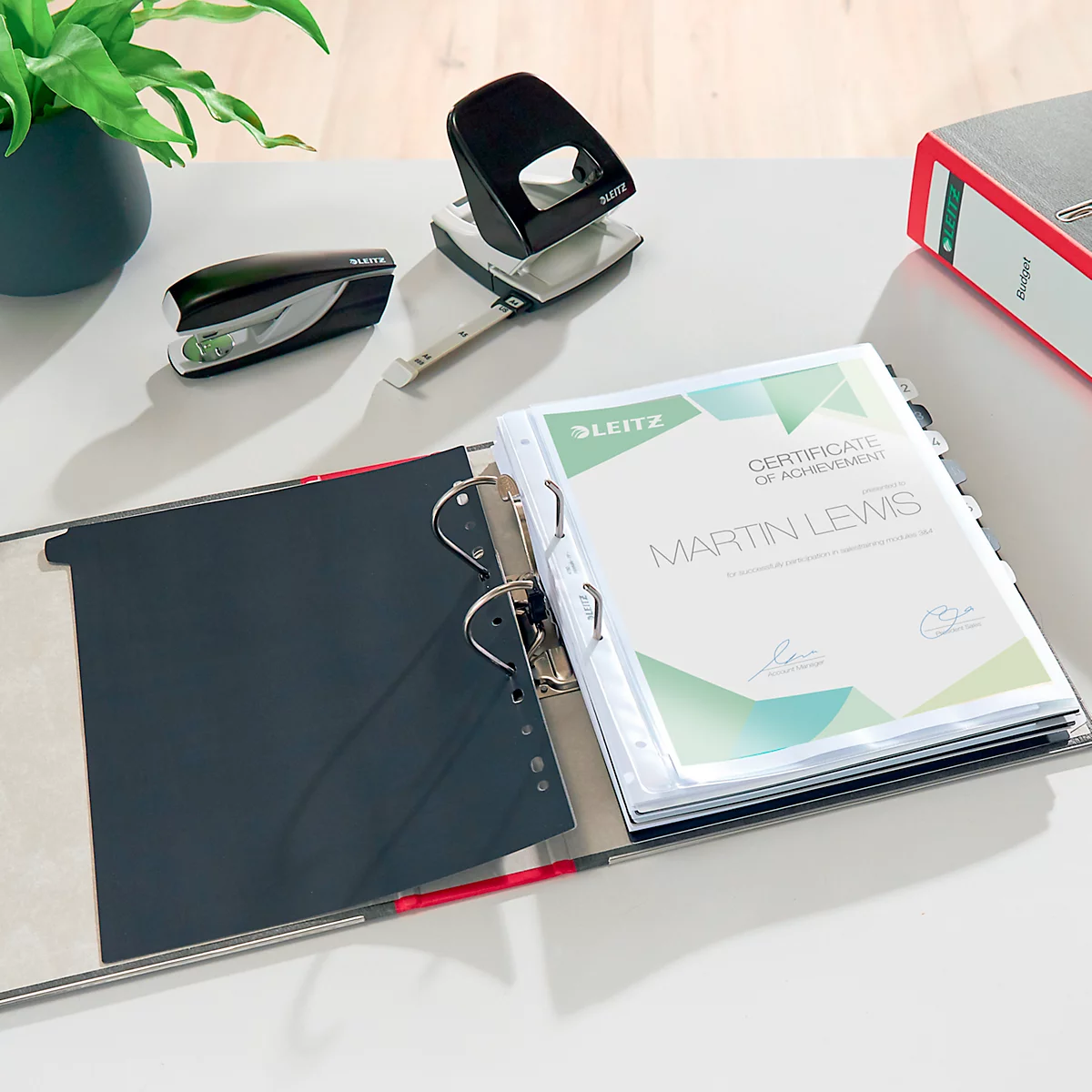 Classeur à levier 1080 LEITZ®, format A4, largeur du dos 80 mm, rouge