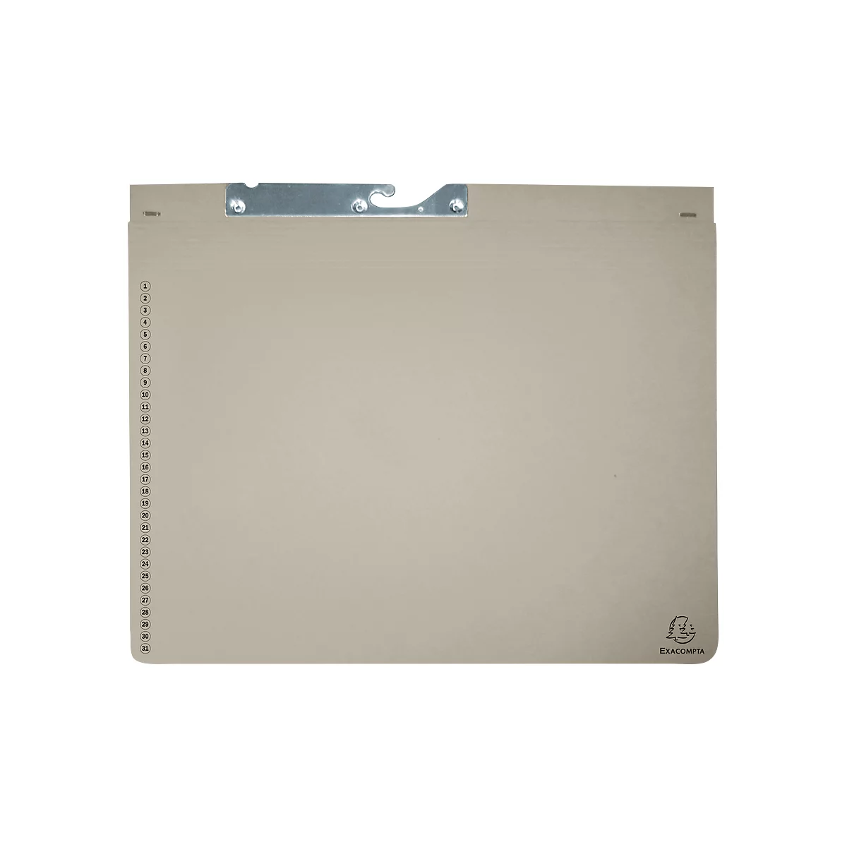 Classeur à levier Exacompta, pour 2 agrafages à gauche ou à droite, plié, poche extensible, carton recyclé, gris, 25 pièces