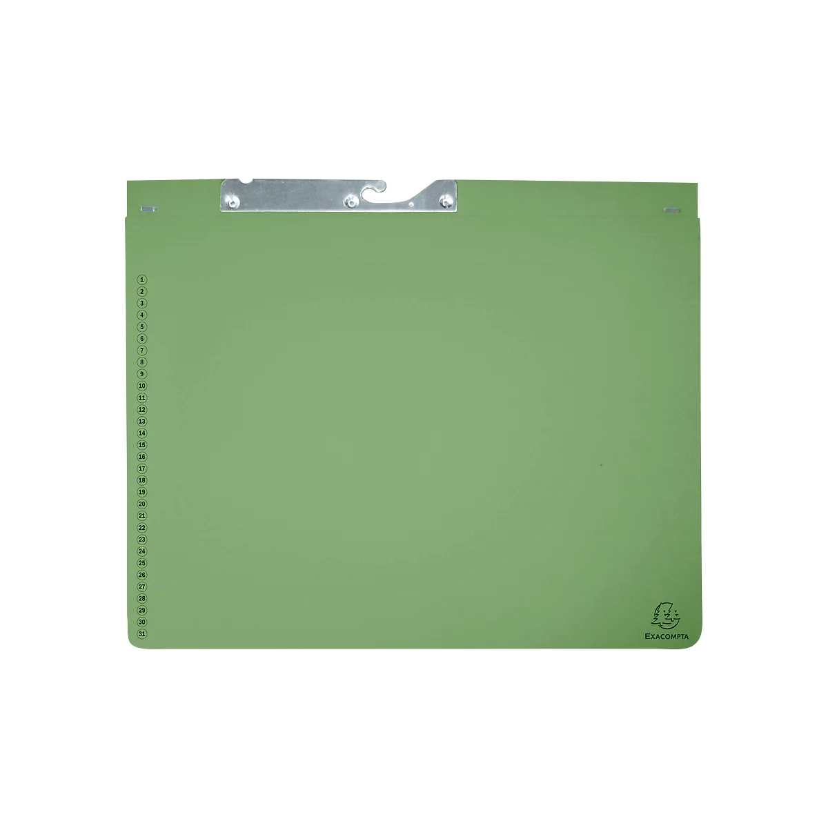 Classeur à levier Exacompta, pour 2 agrafages à gauche ou à droite, plié, poche extensible, carton recyclé, vert, 25 pièces