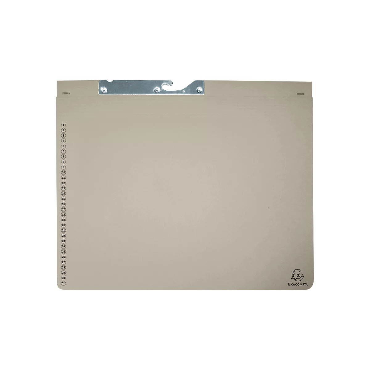 Classeur à levier Exacompta, pour agrafage à gauche ou à droite, plié, poche extensible, carton recyclé, gris, 25 pièces