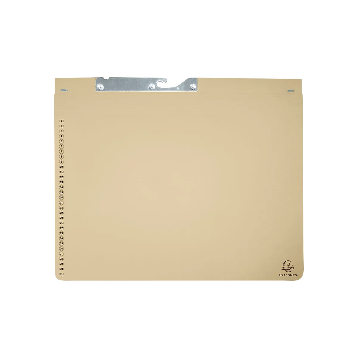 Classeur à levier Exacompta, pour agrafage à gauche ou à droite, plié, poche extensible, carton recyclé, ivoire, 25 pièces