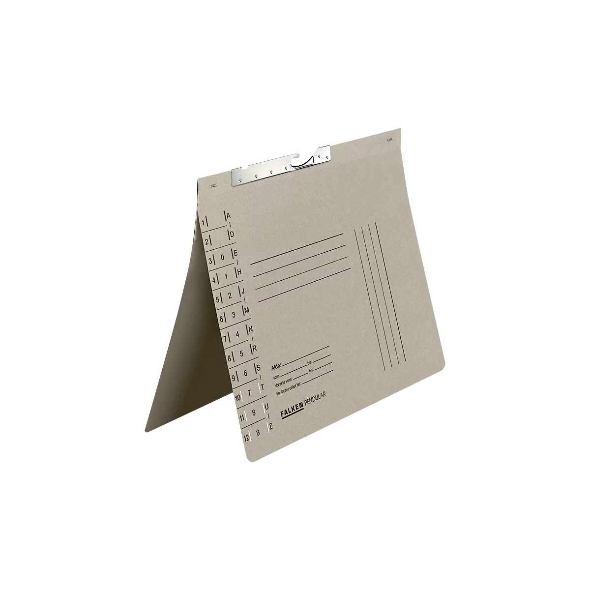 Classeur à levier Falken, format A4, pour jusqu'à 200 feuilles, perforation de la fente, agrafage d'autorité, carton recyclé, gris, 50 pièces