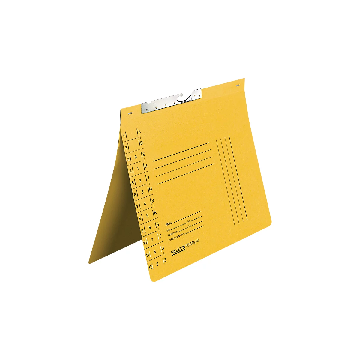 Classeur à levier Falken, format A4, pour jusqu'à 200 feuilles, perforation de la fente, agrafage d'autorité, carton recyclé, jaune, 50 pièces