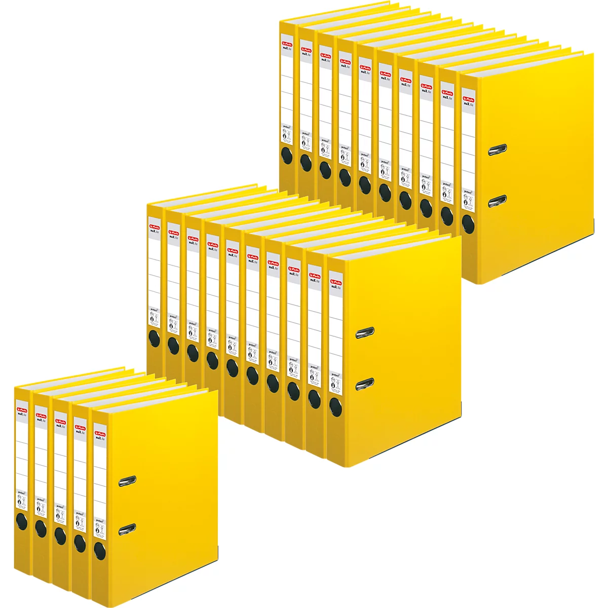 Classeur à levier maX.file protect herlitz, format A4, l. de la tranche 50 mm, 25 pièces, jaune