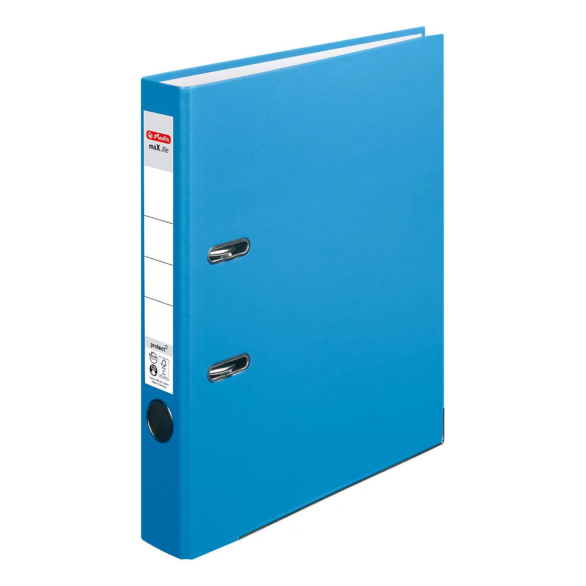 Classeur à levier maX.file protect herlitz, format A4, l. de la tranche 50 mm, bleu-vert