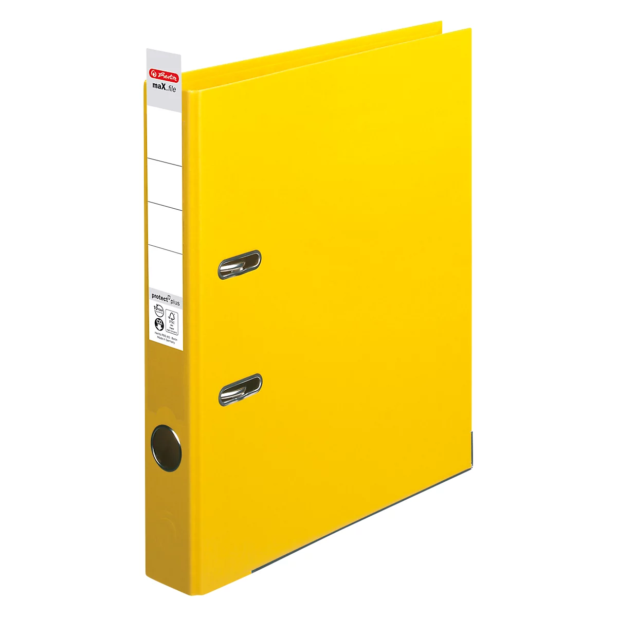 Classeur à levier maX.file protect plus herlitz, format A4, l. de la tranche 50 mm, jaune