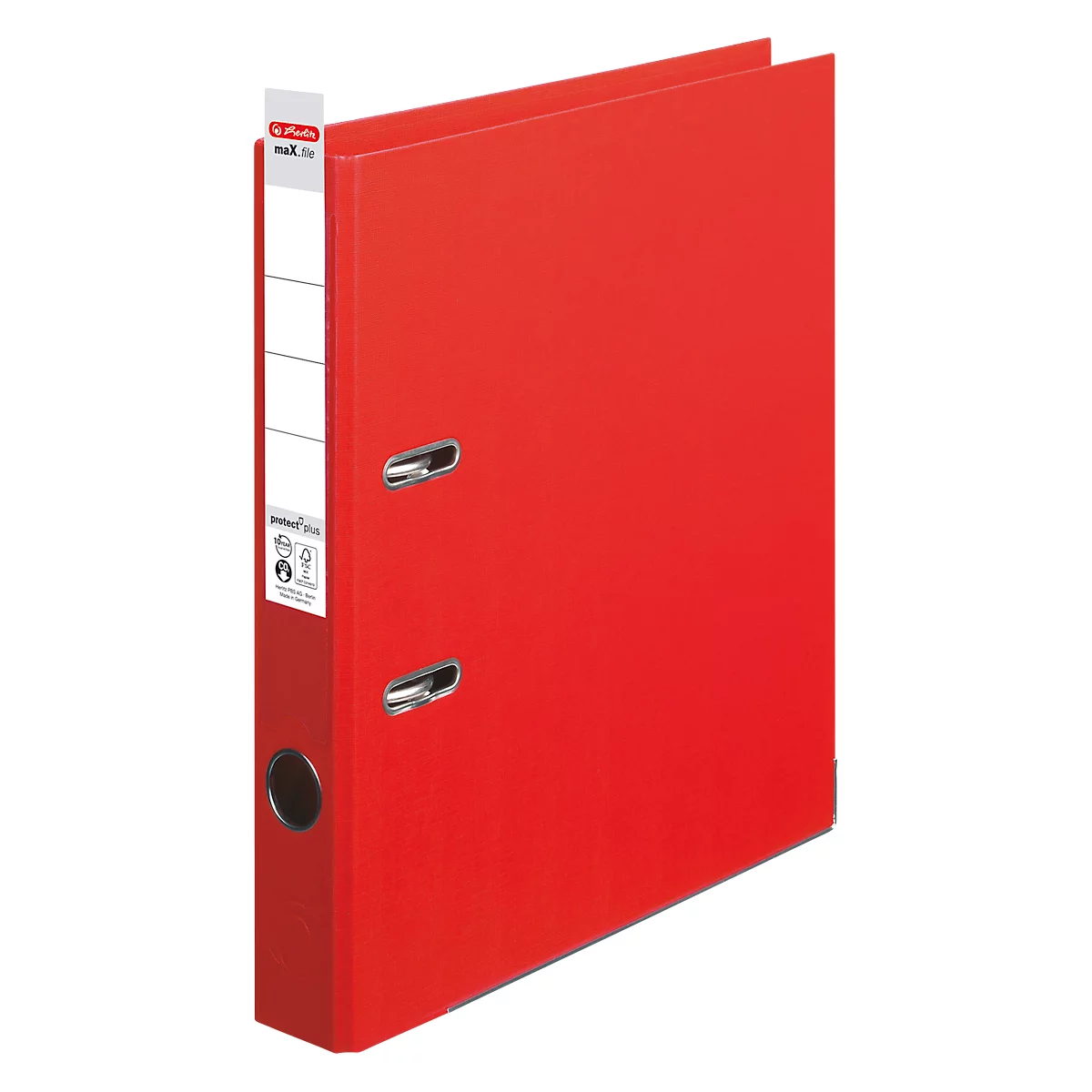 Classeur à levier maX.file protect plus herlitz, format A4, l. de la tranche 50 mm, rouge