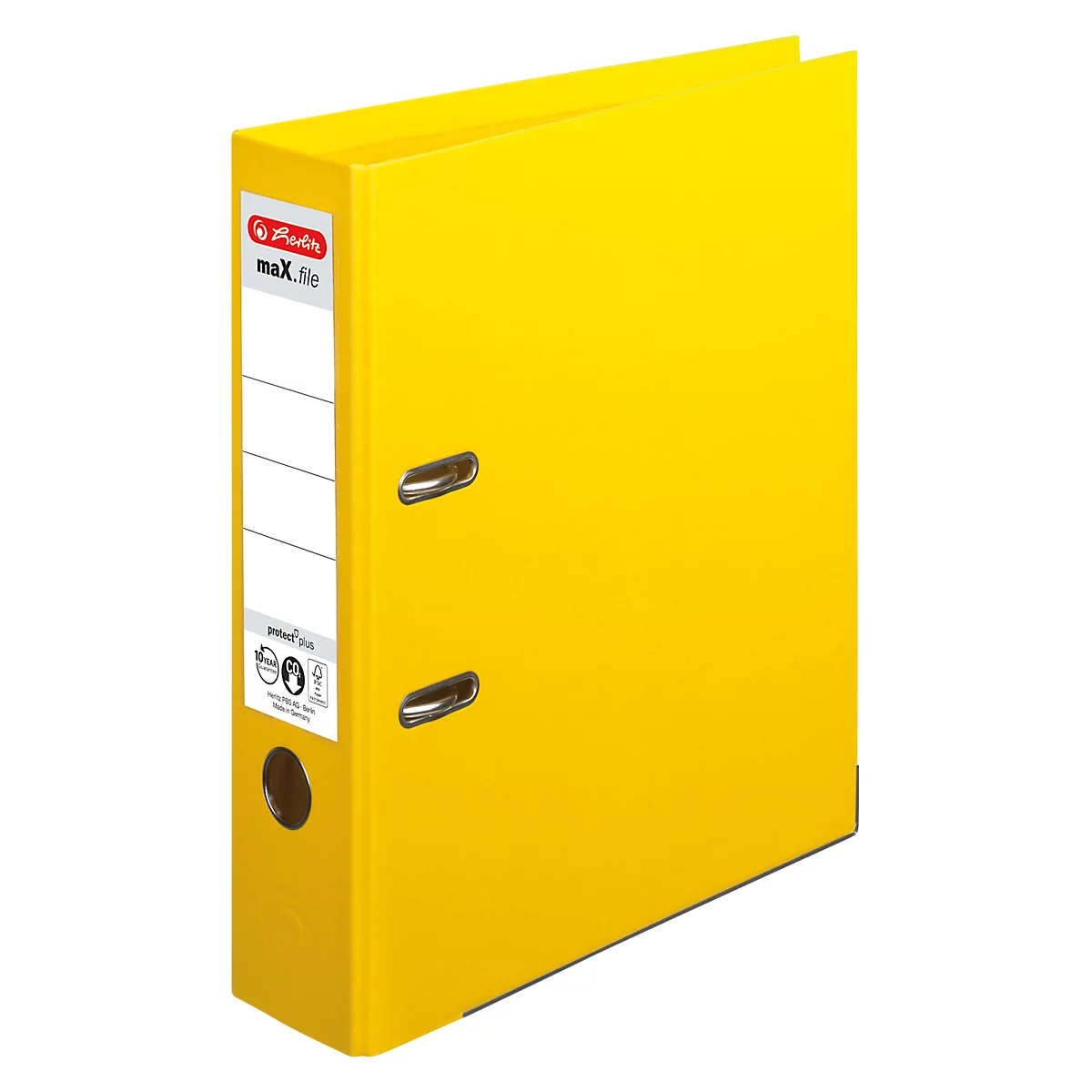 Classeur à levier maX.file protect plus herlitz, format A4, largeur du dos 80 mm, jaune