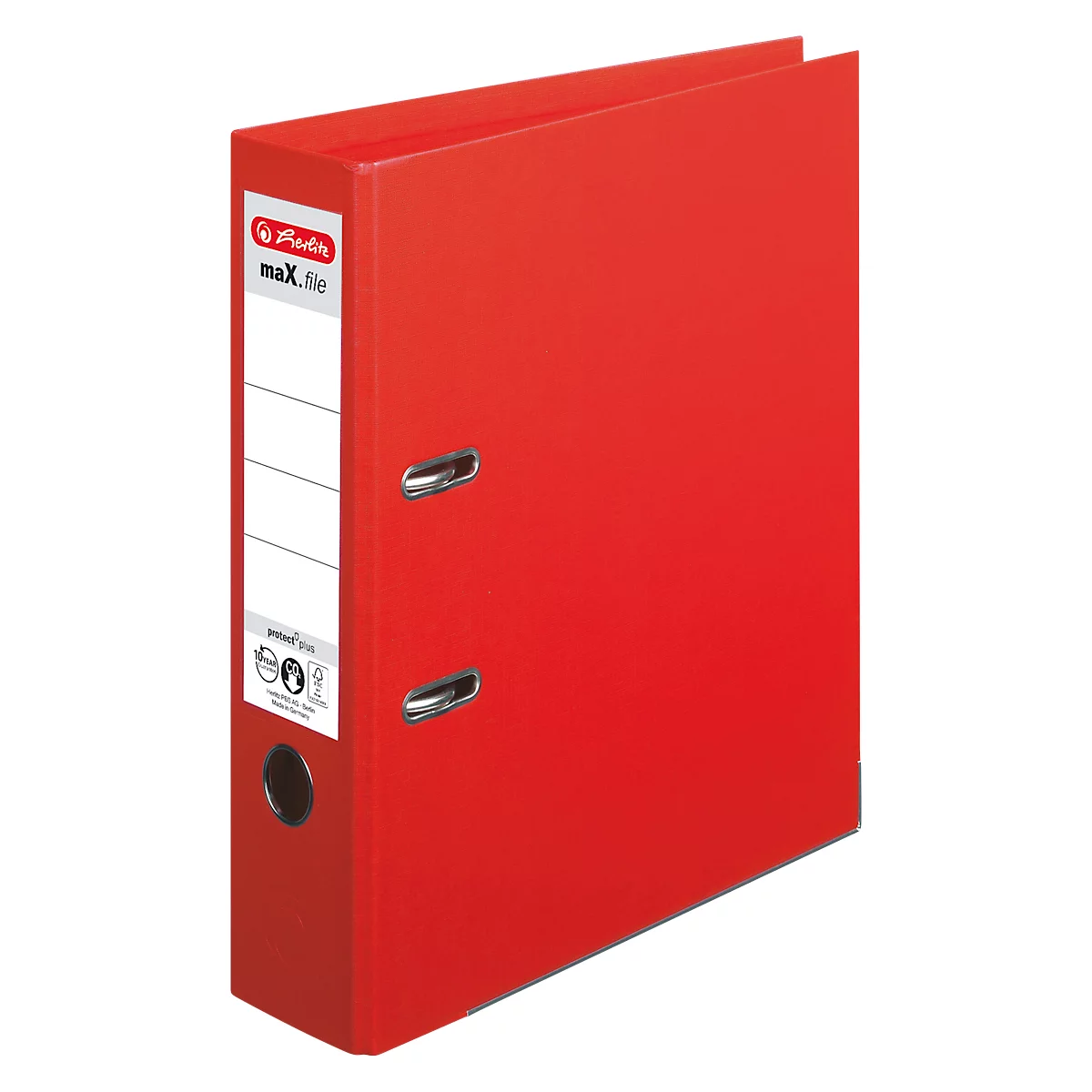 Classeur à levier maX.file protect plus herlitz, format A4, largeur du dos 80 mm, rouge