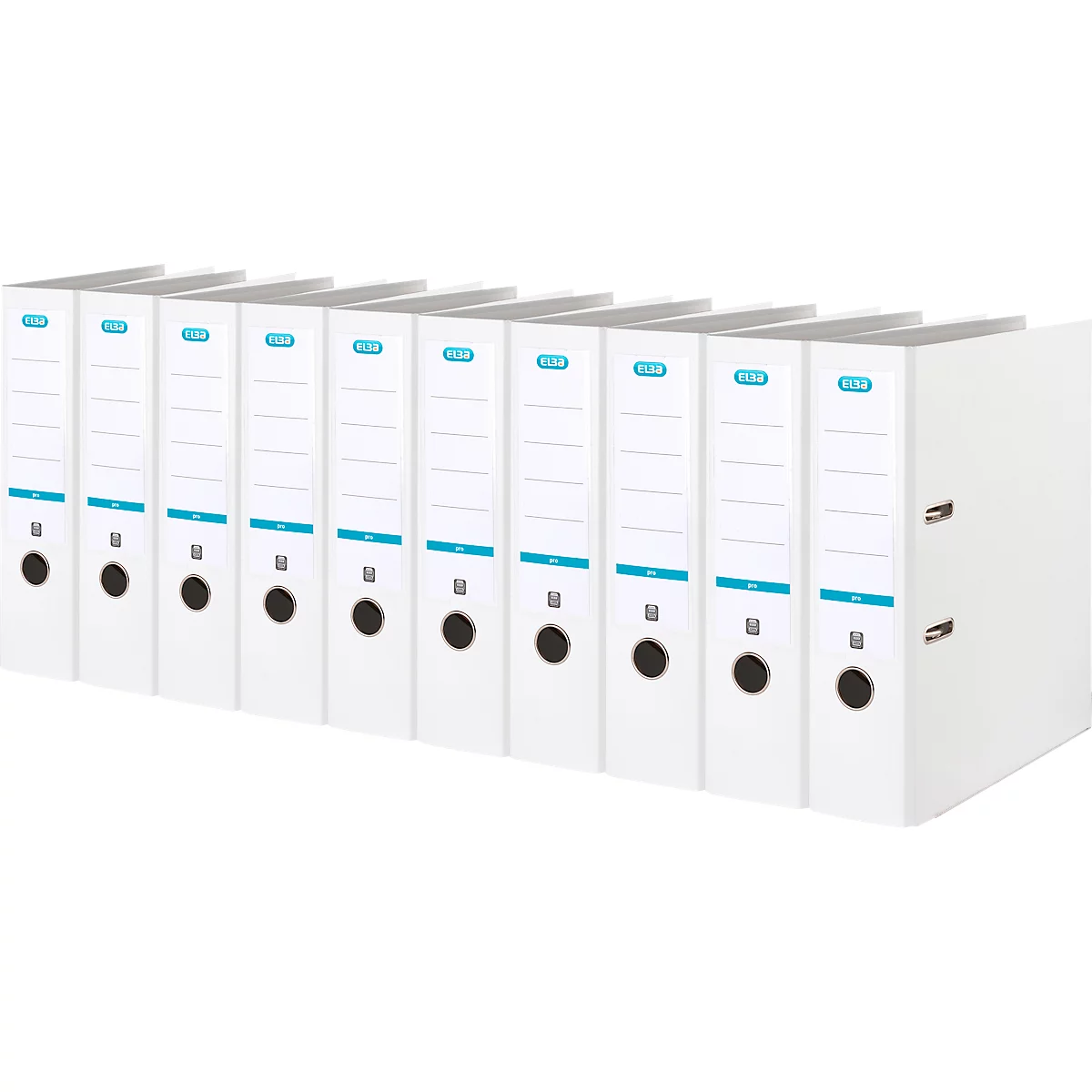 Classeur à levier smart ELBA, format A4, largeur du dos 80 mm, 10 pièces, blanc