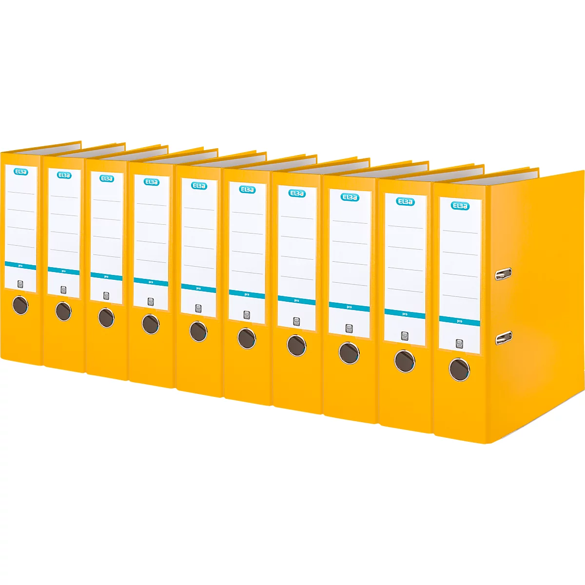 Classeur à levier smart ELBA, format A4, largeur du dos 80 mm, 10 pièces, jaune