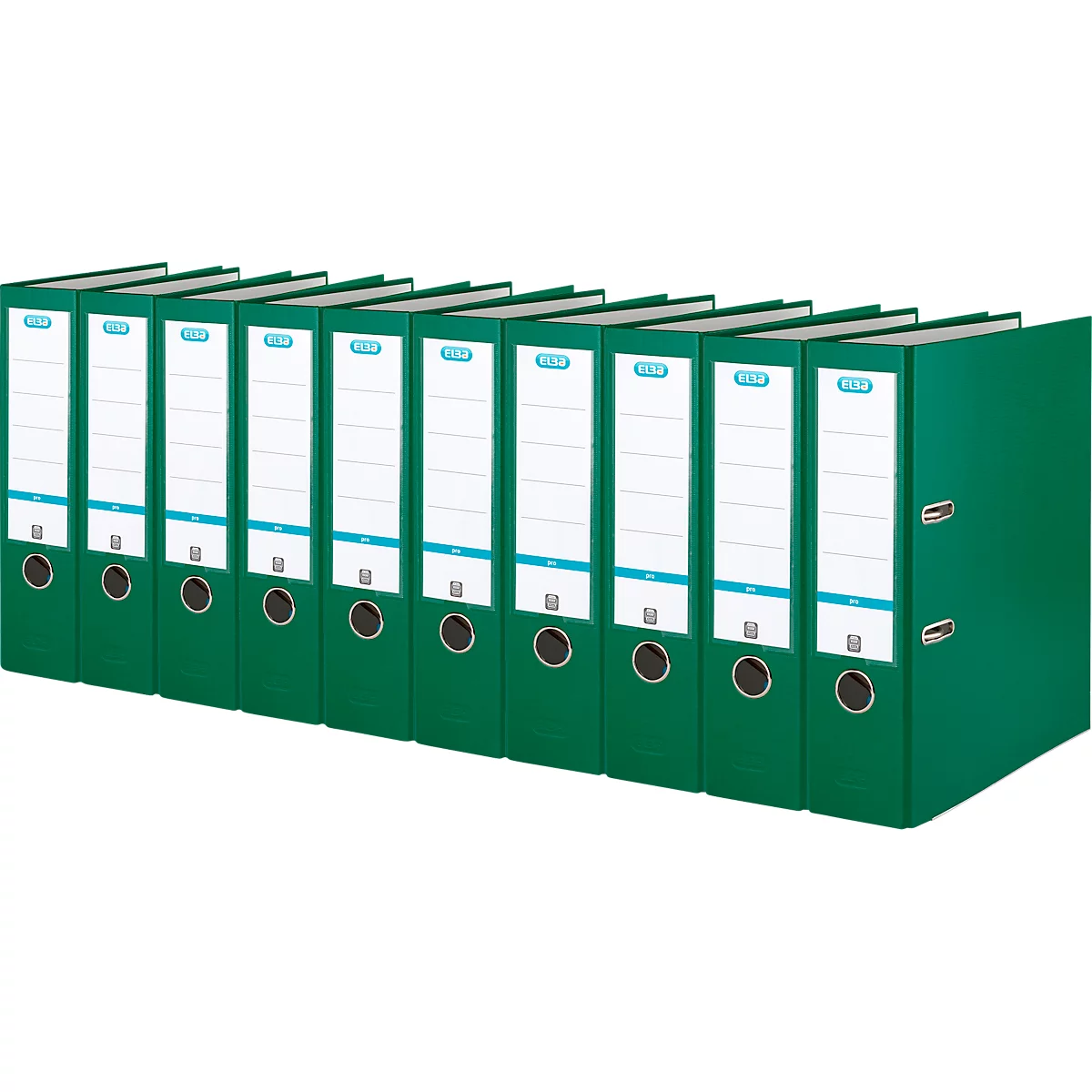 Classeur à levier smart ELBA, format A4, largeur du dos 80 mm, 10 pièces, vert