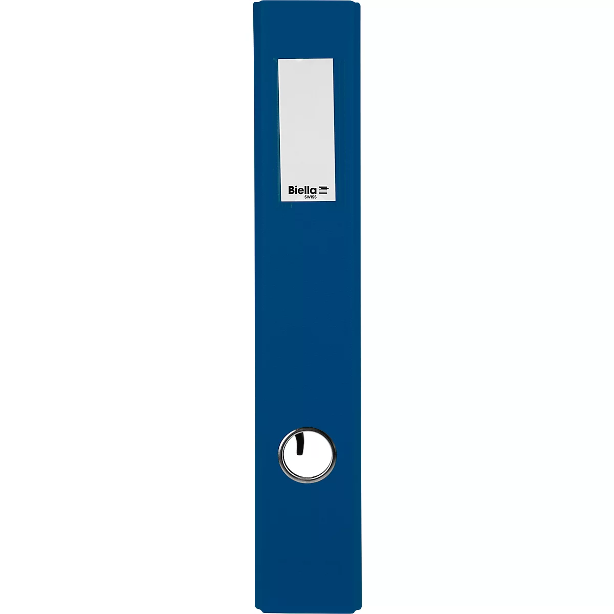 Classeur bleu avec étiquette blanche et lettrage Bielio, serrure ovale.