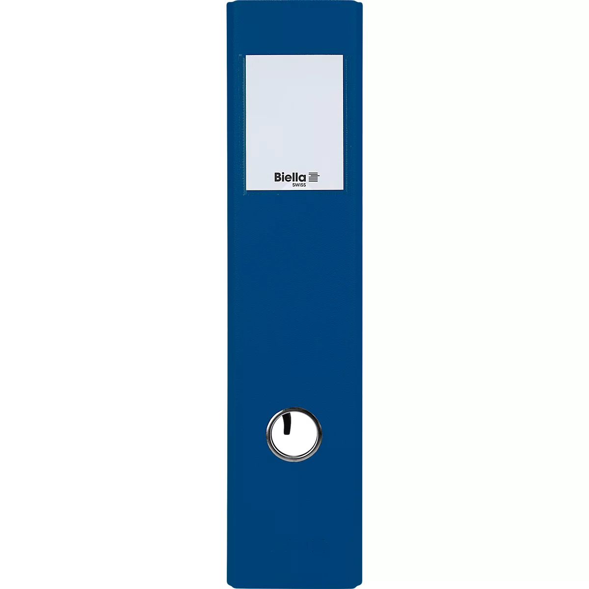 Dossier bleu avec étiquette blanche et logo 'Biella'. Un trou en métal en bas.