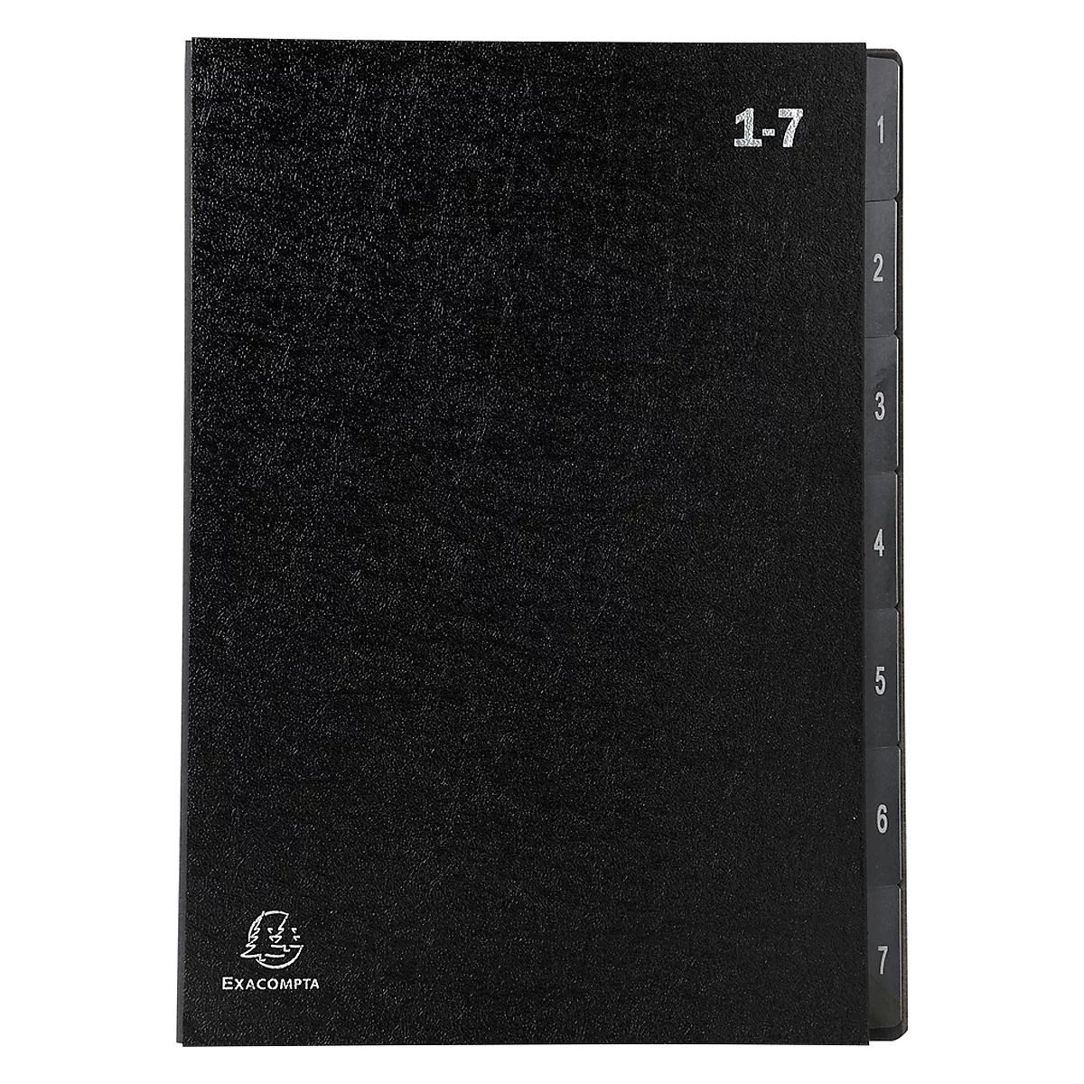 Classeur de bureau Exacompta 57007E, format A4, 7 compartiments, onglets 1-7, L 250 x H 330 mm, Ange Bleu, carton recyclé, noir