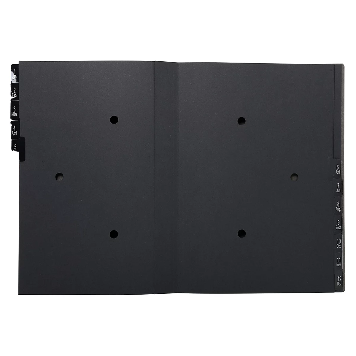Classeur de bureau Exacompta 57012E, format A4, 12 compartiments, onglets 1-12/Jan-Dec, L 250 x H 330 mm, Ange Bleu, carton recyclé, noir