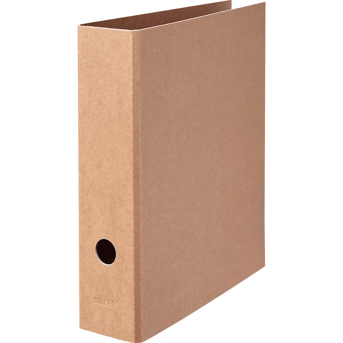 Classeur Falken PURE Nature, format A4, largeur de dos 80 mm, pour env. 600 feuilles, mécanisme à levier, trou de poignée &amp; fentes d'économie d'espace, carton, brun