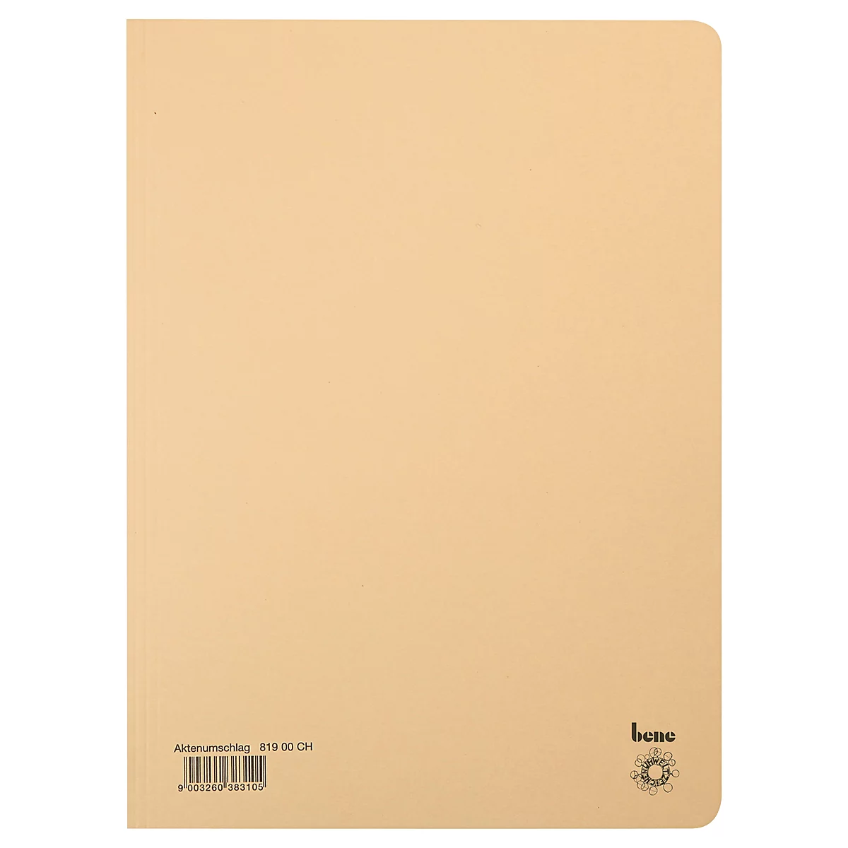 Chemise beige. Texte en bas à gauche : Aktenumschlag 819.00 CH. Sur la droite, le logo de la marque bene.