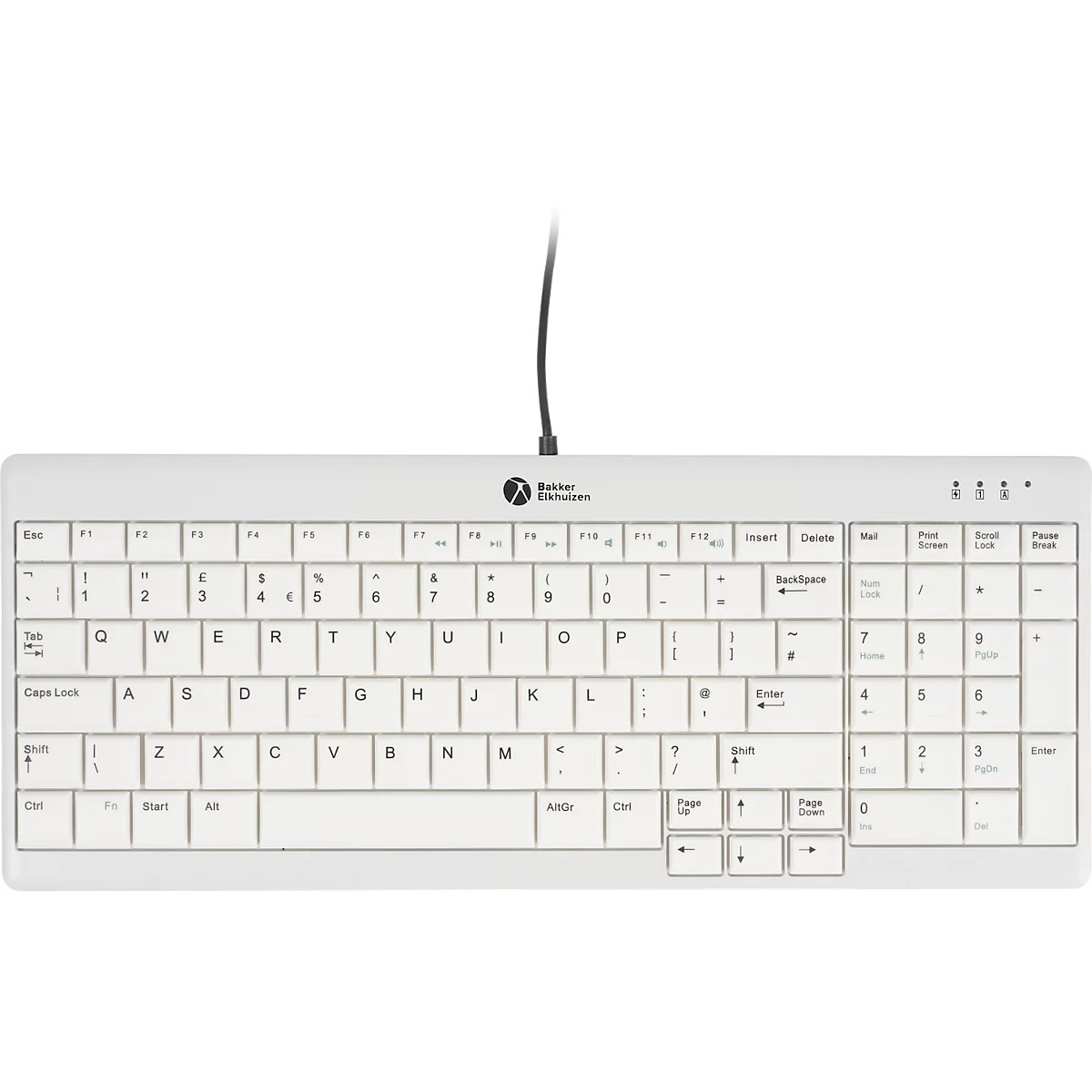 Clavier BakkerElkhuizen UltraBoard 960 V2, QWERTY, avec pavé numérique, USB-C, ergonomique, compact &amp; sans danger pour les yeux, L 146 x l 363 x H 19 mm, gris
