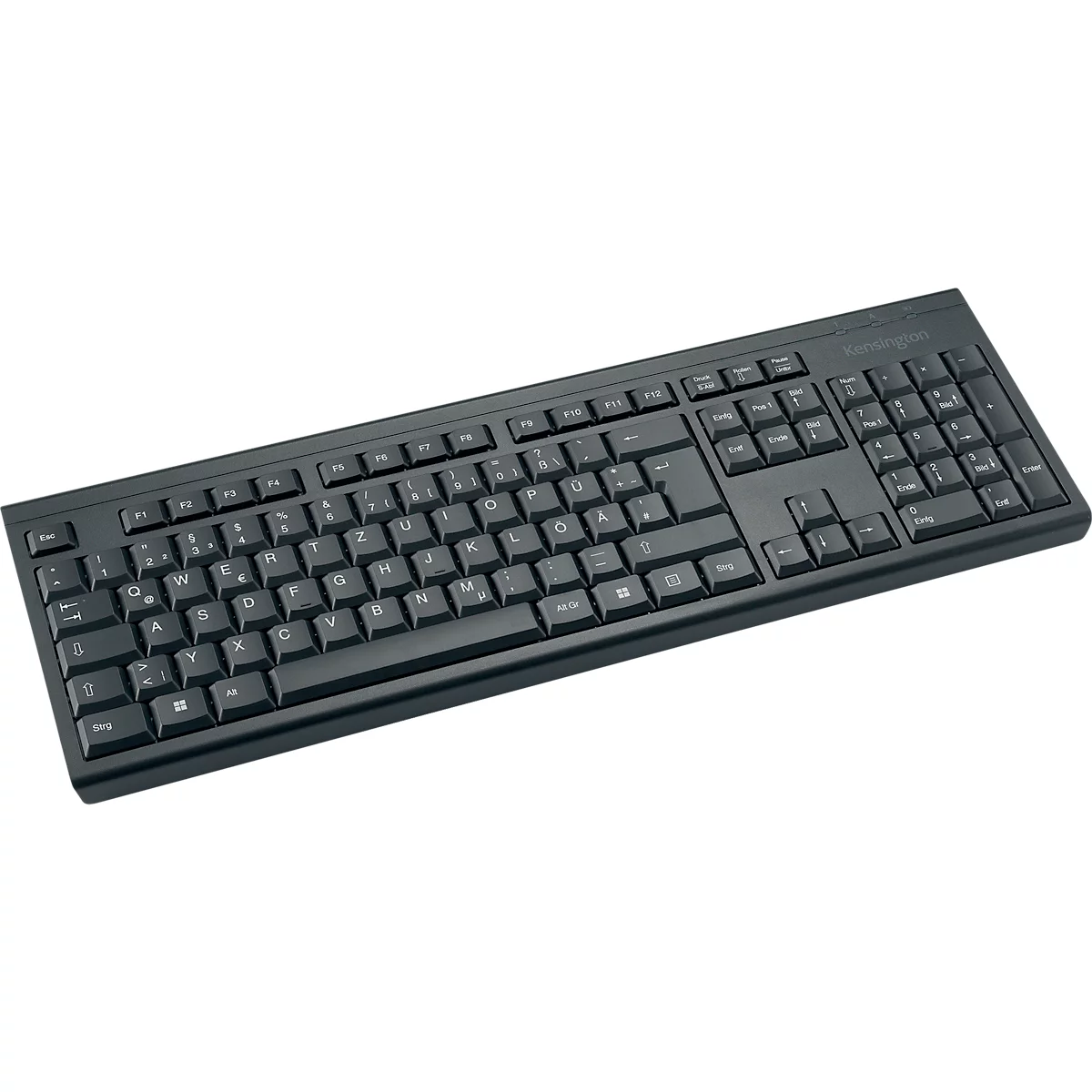 Clavier noir avec disposition QWERTZ. Toutes les touches sont clairement visibles.