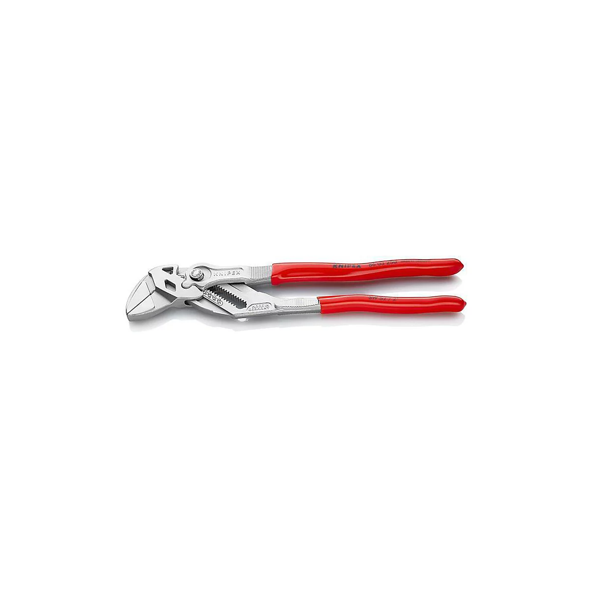 Une pince multiprise avec des poignées rouges, posée sur fond blanc. Le nom "KNIPEX" est visible sur l'outil.