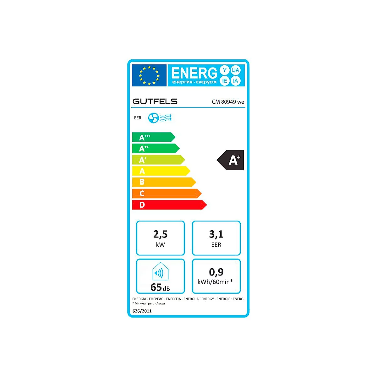 Climatiseur mobile CM80949we Gutfels - déshumidification de l'air - 2,5 kW - max. 340 m³/h pour 30 m²