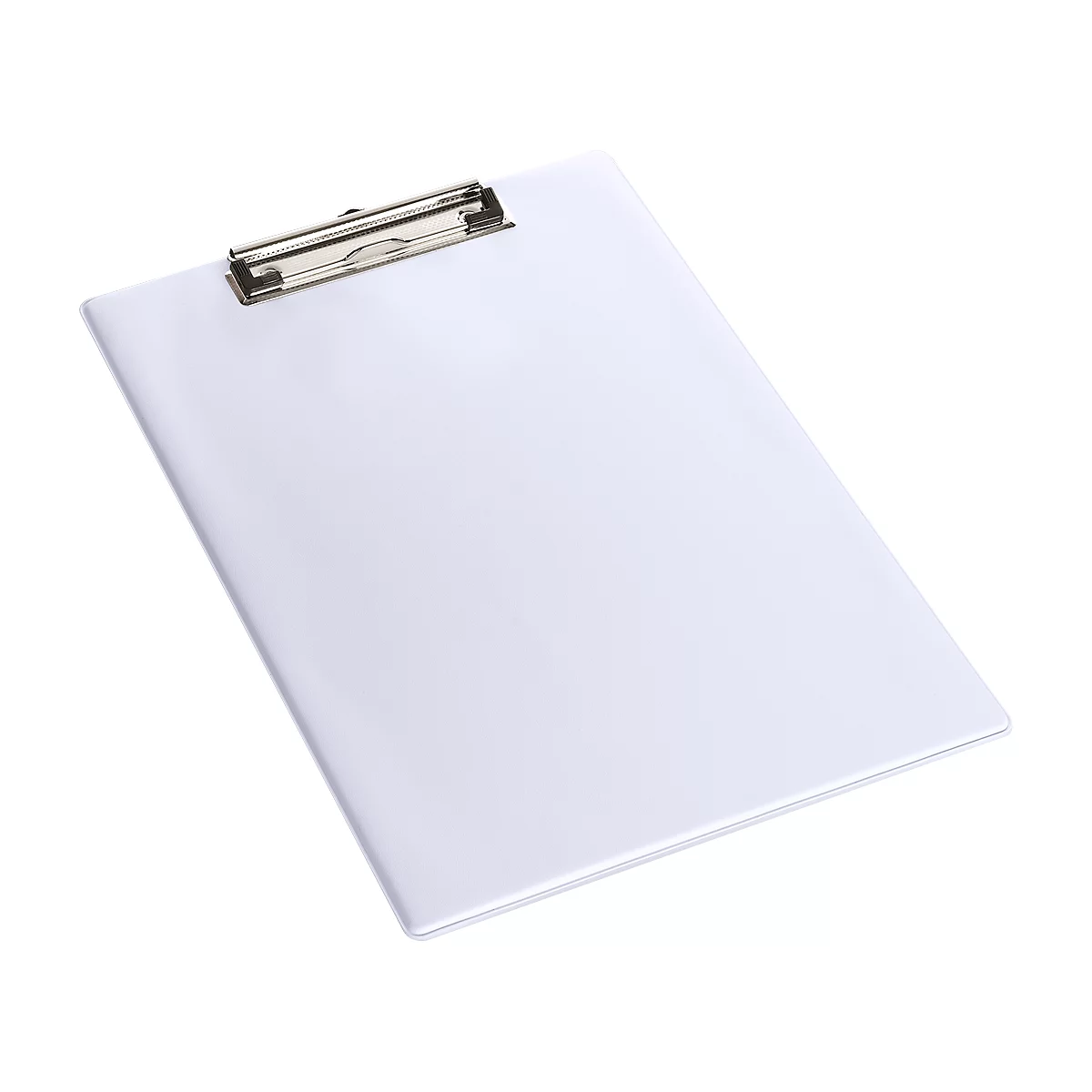 White clipboard with silver clip. The background is white.