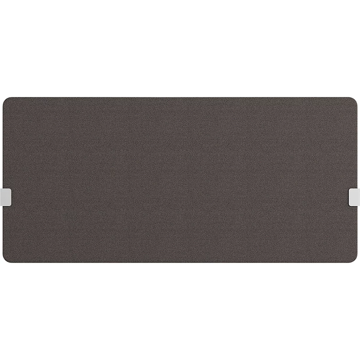 Rectangle gris aux coins arrondis avec deux rectangles blancs sur les côtés courts.