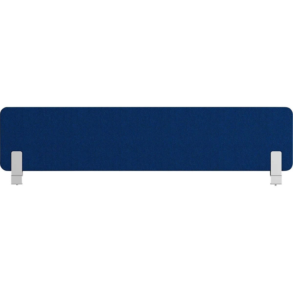 Système de cloison de bureau bleu. Rectangulaire en haut, avec des supports en bas.