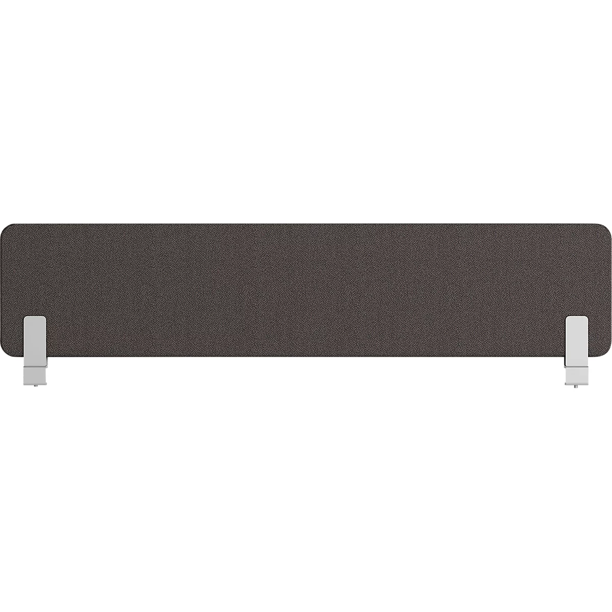 Cloison de bureau grise avec des supports blancs aux extrémités.