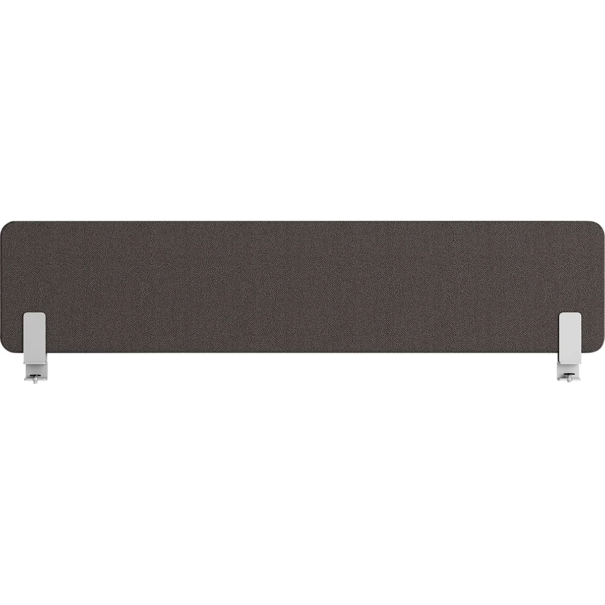 Cloison de bureau grise avec supports blancs, vue de dessus.