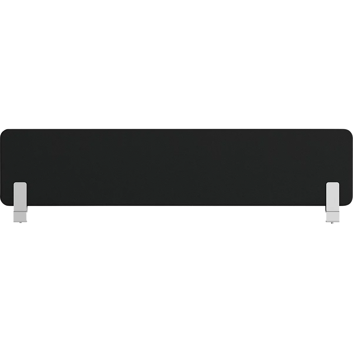 Séparateur de bureau : Élément rectangulaire noir fixé à deux supports blancs.