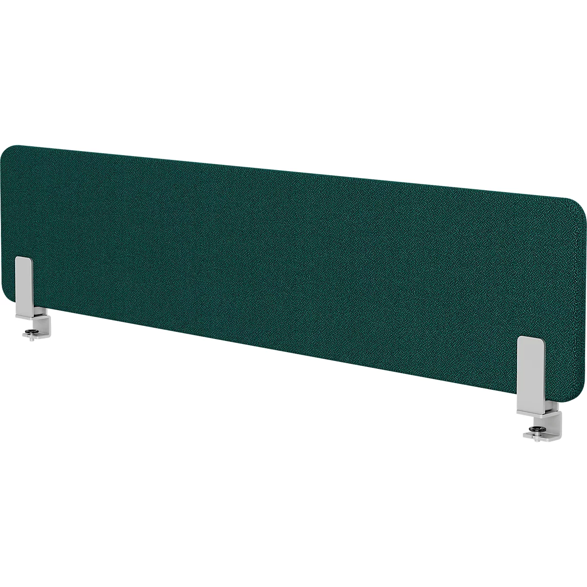 Cloison de bureau verte, fixée avec des supports.