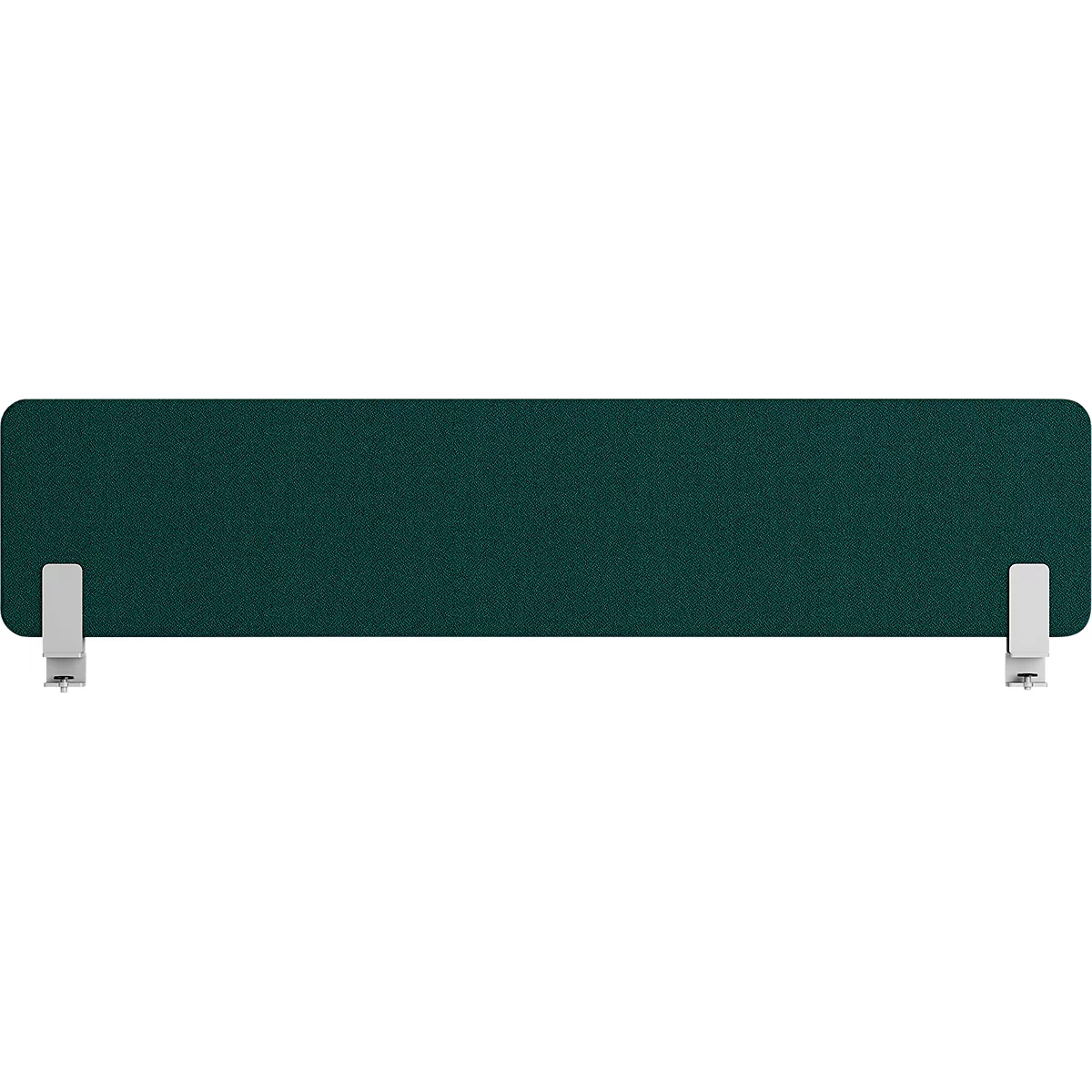 Une cloison de bureau vert foncé avec des supports blancs.