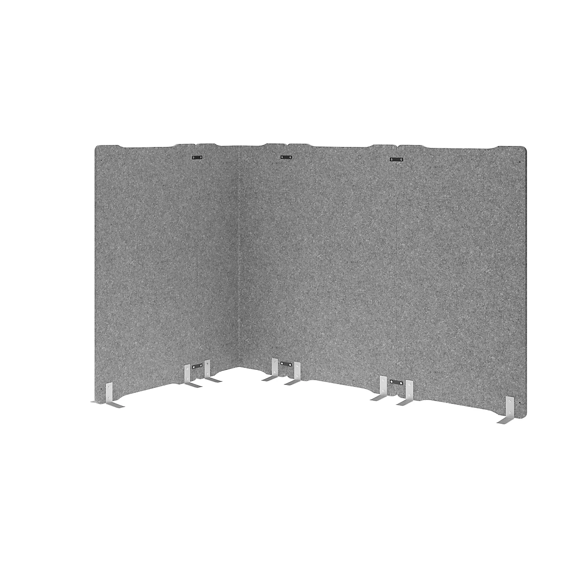 Cloison acoustique, raccord d'angle V-Cut, angle réglable de 0 à 90°, classe d'absorption acoustique C, L 1000 x P 25 x H 1800 mm, voile d'insonorisation, gris chiné