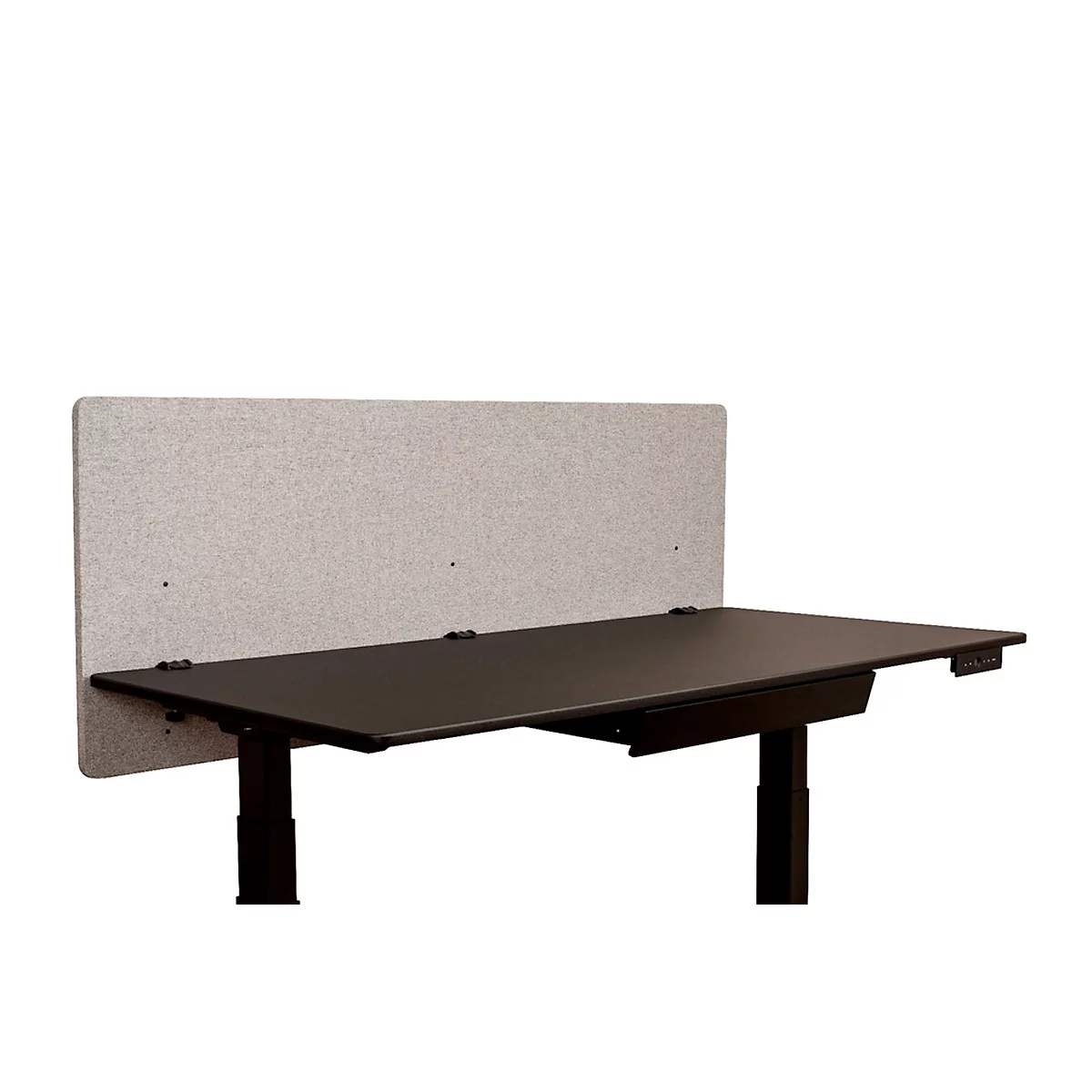 Cloison de bureau Luxor, pour épaisseur de plateau jusqu'à 40 mm, fixation par agrafes, L 1600 x P 20 x H 600 mm, env. 9 kg, matériaux recyclés, gris clair