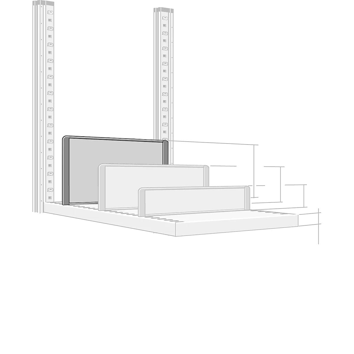 Cloison de séparation, autoportant, pour étagère de 400 mm de profondeur, H 275 mm