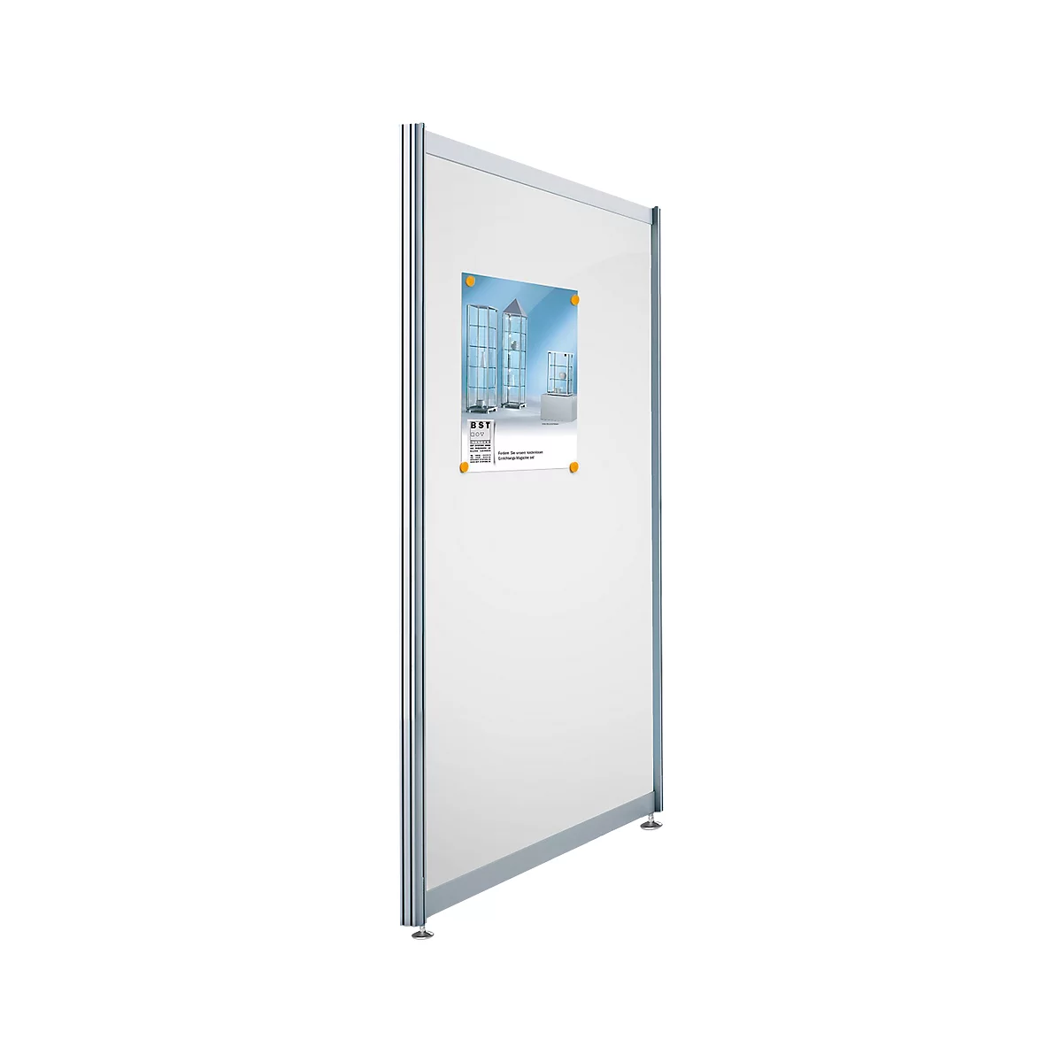Cloison de séparation basse, L 1000 x H 1380 mm, métal blanc magnétique
