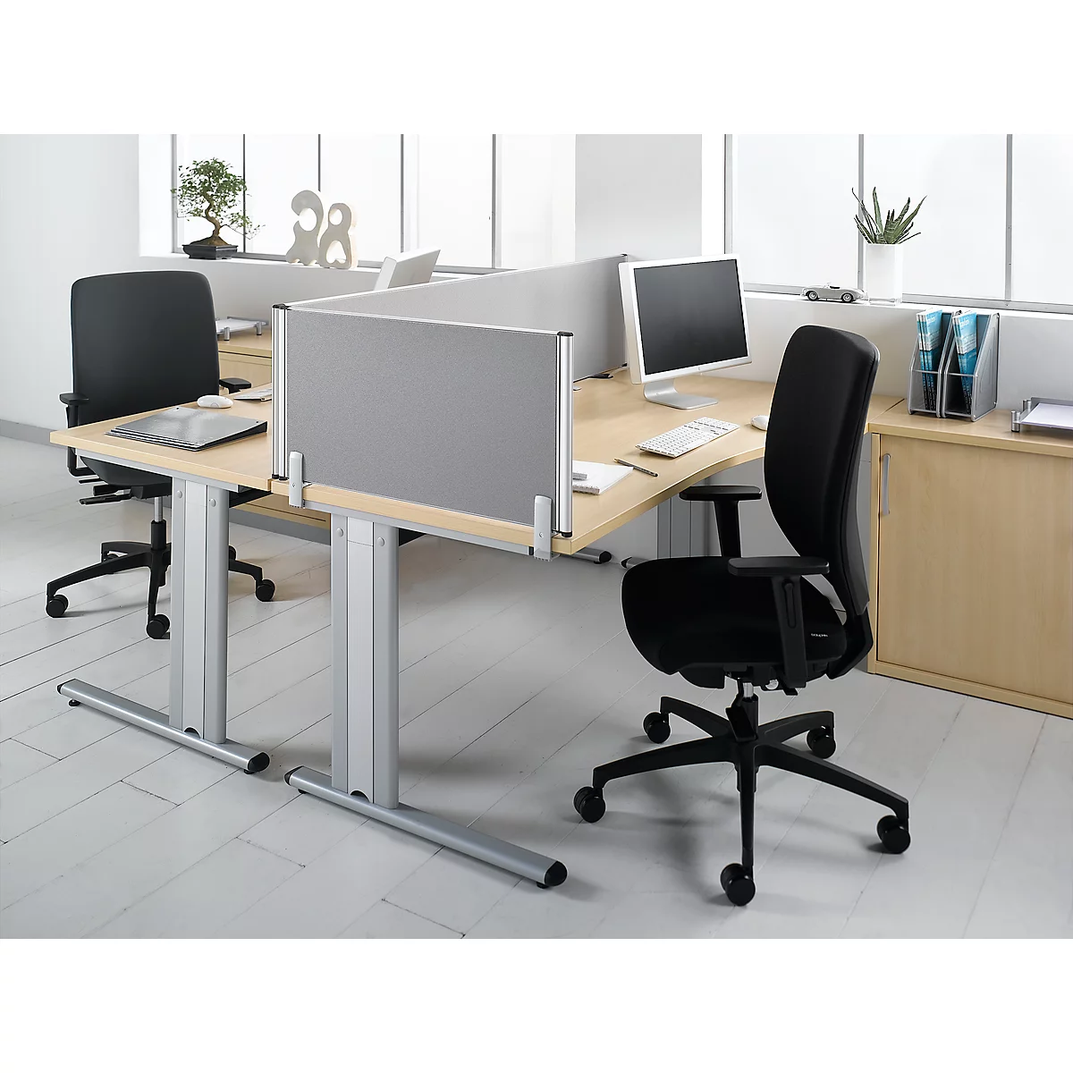 Cloison de séparation de table Aluna, 1600 x 400 mm, gris