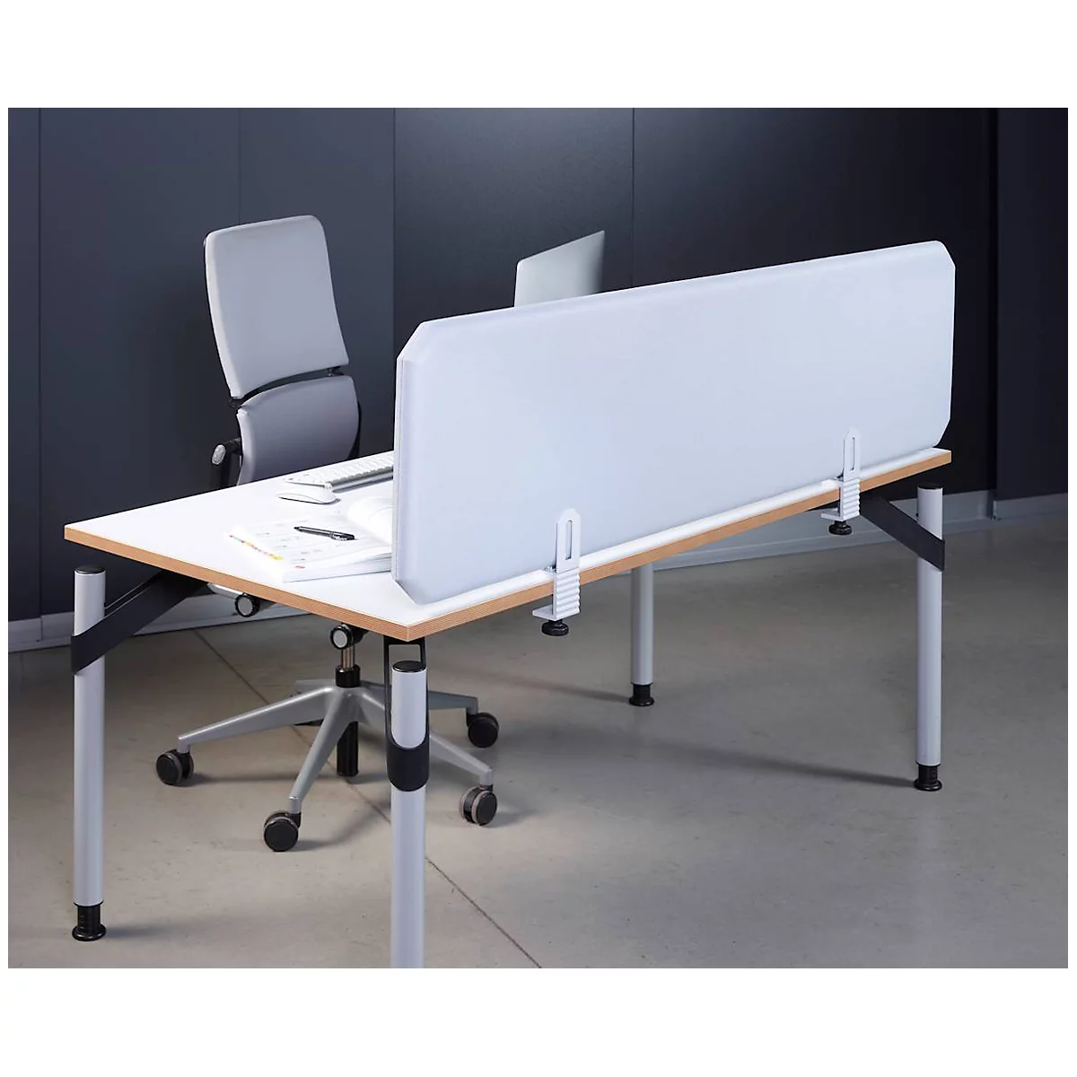 Cloison de séparation de table, l. 1600 x H 450 mm, gris