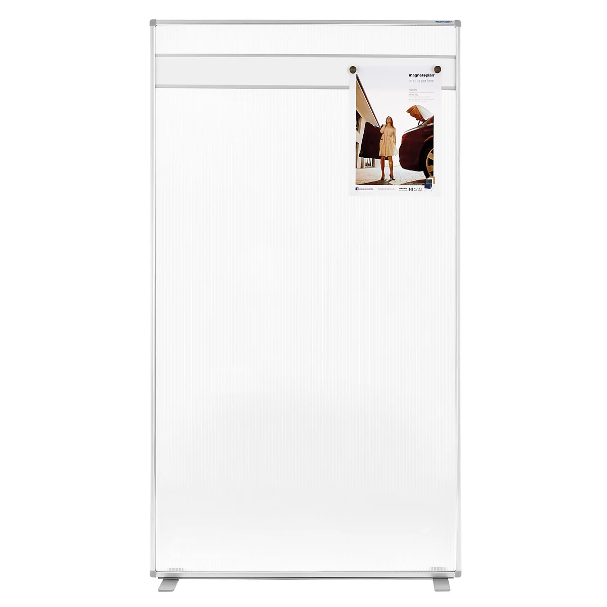 Cloison de séparation magnetoplan, L 1000 x P 350 x H 1800 mm, acrylique double face/métal, avec bande magnétique, base en T, blanc