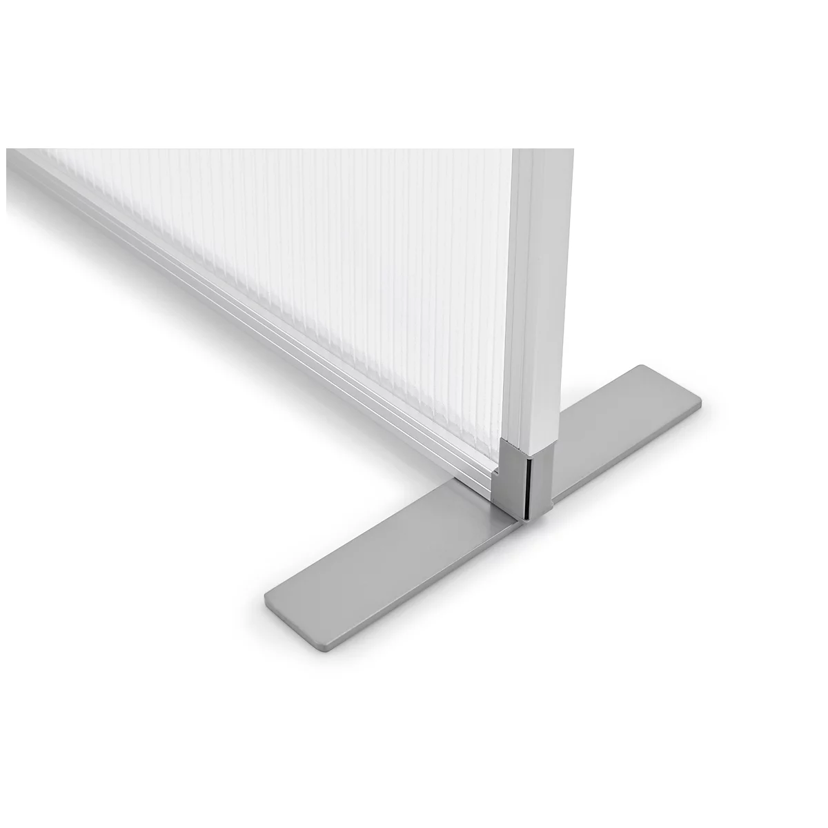 Cloison de séparation magnetoplan, L 1000 x P 350 x H 1800 mm, acrylique double face/métal, sans bande magnétique, base en T, blanc
